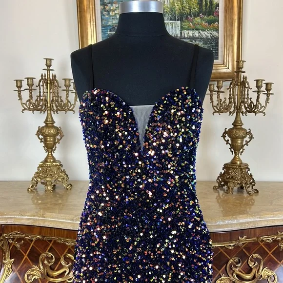 Women,formal all over sequins Glimmering sparkling special Occasion prom dress - Picture 3 of 5